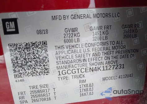 2019 Chevrolet Colorado Lt from USA, damaged, VIN 1GCGTCEN4K1127231